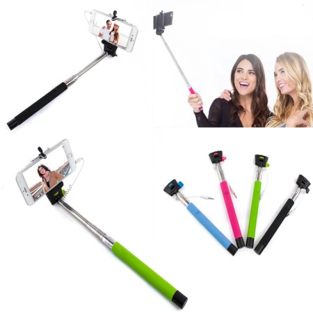 Extendable-Audio-cable-wired-Selfie-Stick-Handheld-Monopod-plug-and-play-Cable-Wired-for-IOS-iPhone Приставка Монопод с Аудио Кабел за Селфи Android IOS