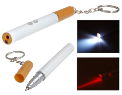 LASER-CIGARETTE - 3 В 1 КЛЮЧОДЪРЖАТЕЛ ВЪВ ФОРМАТА НА ЦИГАРА - ЧЕРВЕН ЛАЗЕР, LED ФЕНЕРЧЕ И ХИМИКАЛКА В ЕДНО