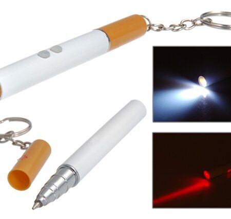 LASER-CIGARETTE - 3 В 1 КЛЮЧОДЪРЖАТЕЛ ВЪВ ФОРМАТА НА ЦИГАРА - ЧЕРВЕН ЛАЗЕР, LED ФЕНЕРЧЕ И ХИМИКАЛКА В ЕДНО